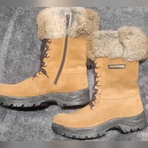 Flipgripz Women’s Winter Boots US 10 Suede Faux Fur Ice Cleats Canada